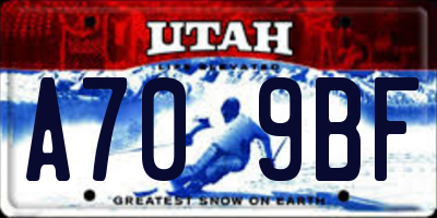 UT license plate A709BF