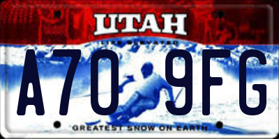 UT license plate A709FG