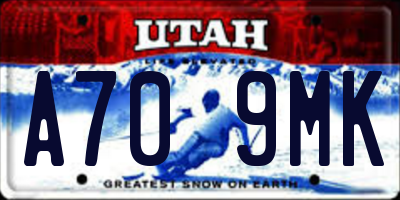UT license plate A709MK