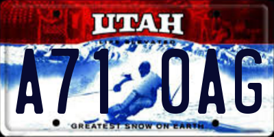 UT license plate A710AG