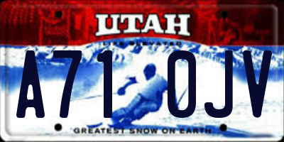 UT license plate A710JV