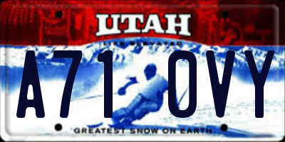 UT license plate A710VY