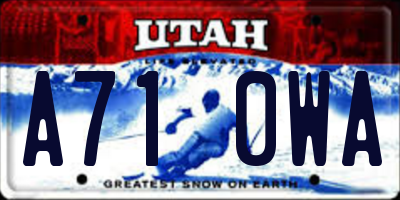 UT license plate A710WA