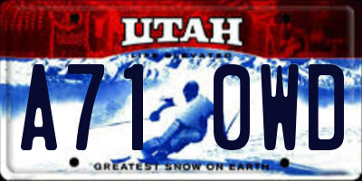 UT license plate A710WD