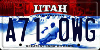 UT license plate A710WG