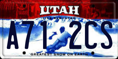 UT license plate A712CS