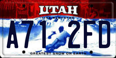 UT license plate A712FD
