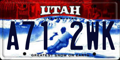 UT license plate A712WK