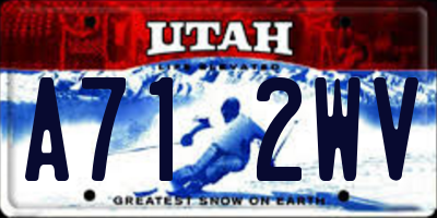UT license plate A712WV