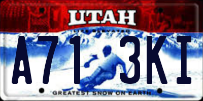 UT license plate A713KI