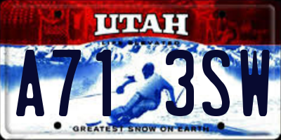 UT license plate A713SW
