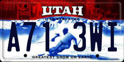 UT license plate A713WI