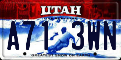 UT license plate A713WN