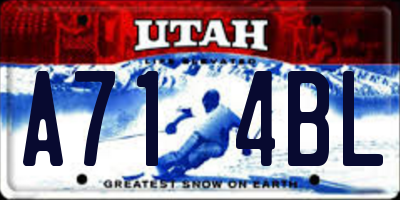 UT license plate A714BL