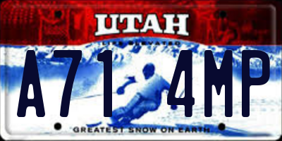 UT license plate A714MP