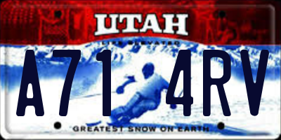 UT license plate A714RV