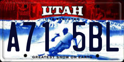 UT license plate A715BL