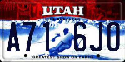 UT license plate A716JO
