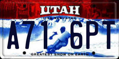 UT license plate A716PT
