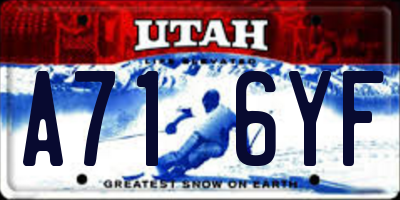 UT license plate A716YF