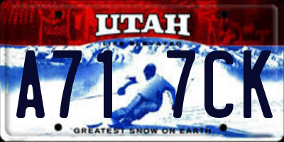 UT license plate A717CK