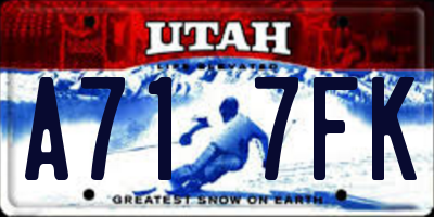 UT license plate A717FK
