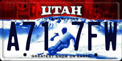 UT license plate A717FW