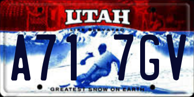 UT license plate A717GV