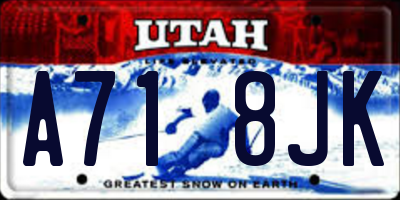 UT license plate A718JK