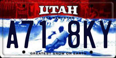 UT license plate A718KY