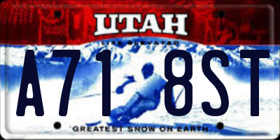UT license plate A718ST