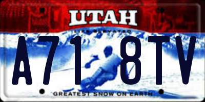 UT license plate A718TV