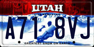 UT license plate A718VJ