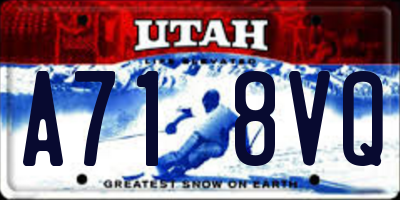 UT license plate A718VQ