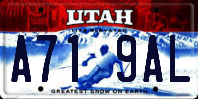 UT license plate A719AL