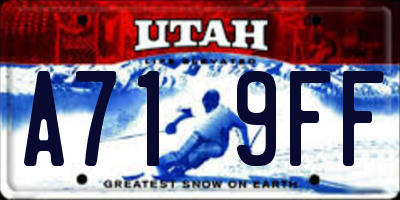 UT license plate A719FF