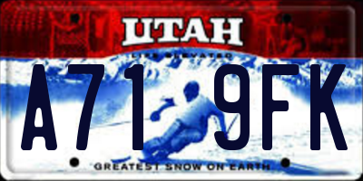 UT license plate A719FK