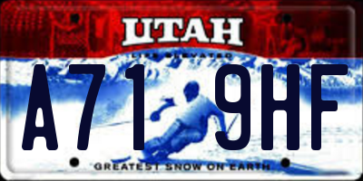 UT license plate A719HF