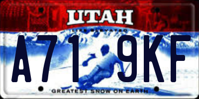 UT license plate A719KF