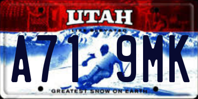 UT license plate A719MK