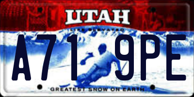 UT license plate A719PE