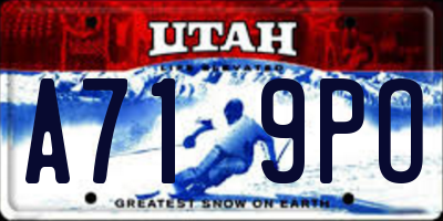 UT license plate A719PO