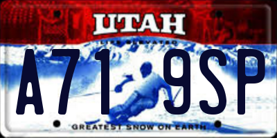 UT license plate A719SP