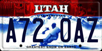 UT license plate A720AZ