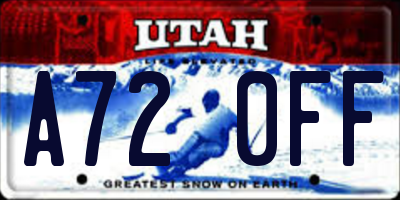 UT license plate A720FF