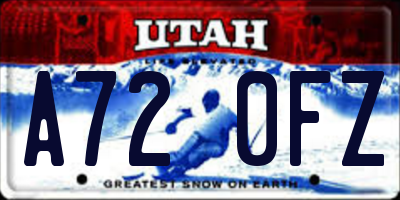 UT license plate A720FZ