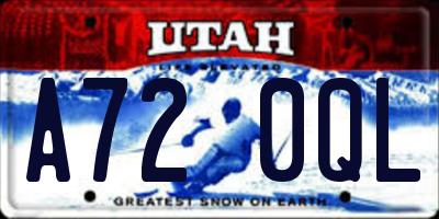 UT license plate A720QL