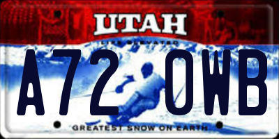 UT license plate A720WB