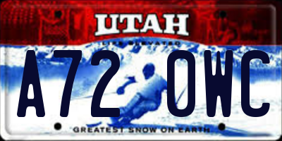 UT license plate A720WC