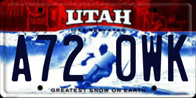 UT license plate A720WK